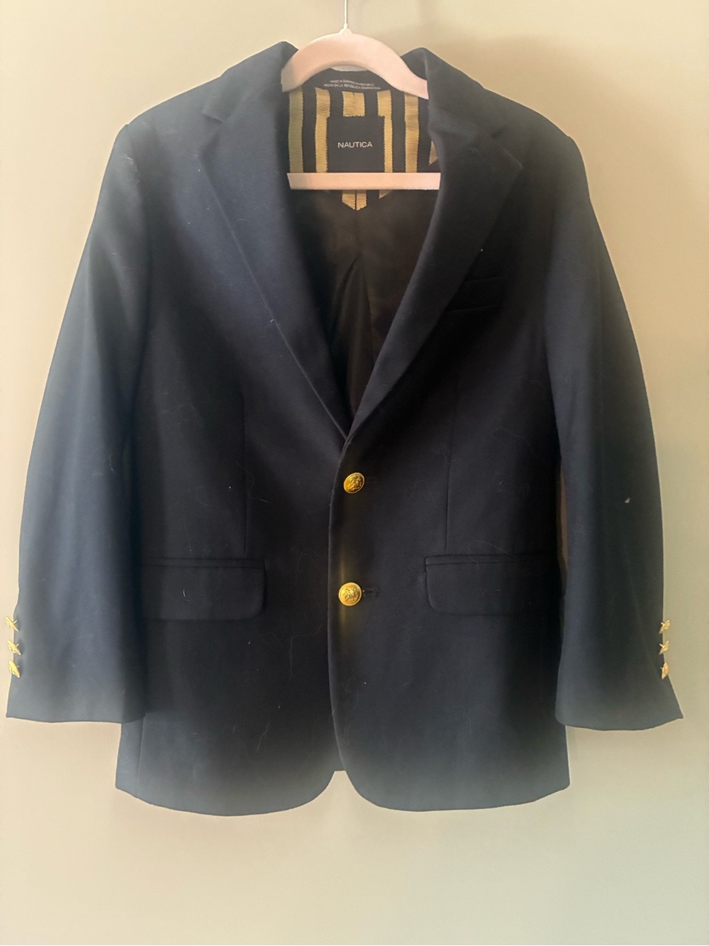 Nautica Navy Jacket with Gold Striped Lining
